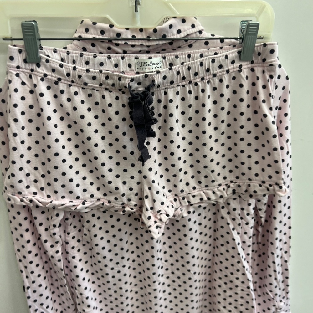 PJ Salvage- Women's PJ SET- Size XS-Pink w/Black Polka-Dots - Picture 2 of 9